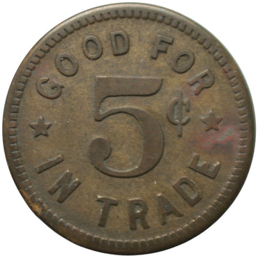 Escalon, CA The Brunswick Coley & Coley Props. G/F 5¢ In Trade Token