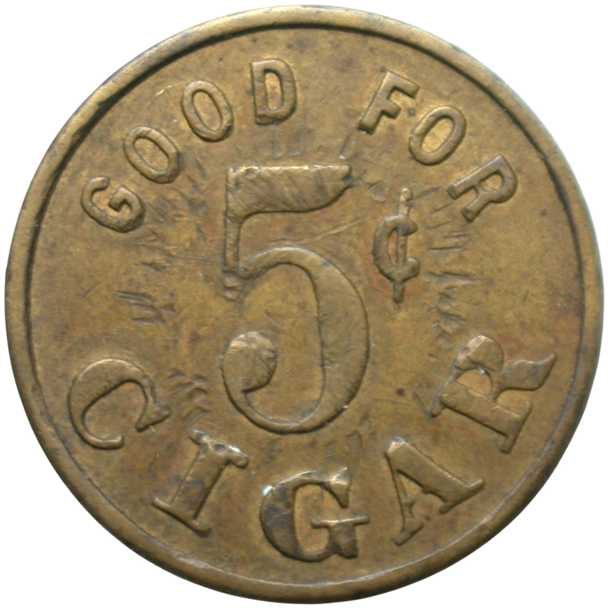 Coalinga, CA J.H. Devine G/F 5¢ Cigar Token