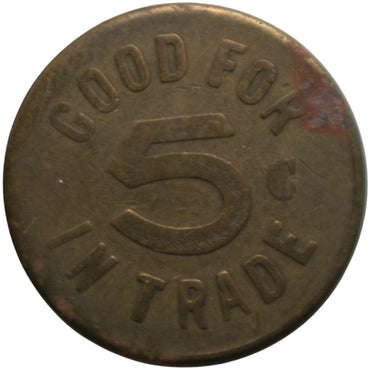 Live Oak, CA Live Oak Pool Hall G/F 5¢ In Trade Token