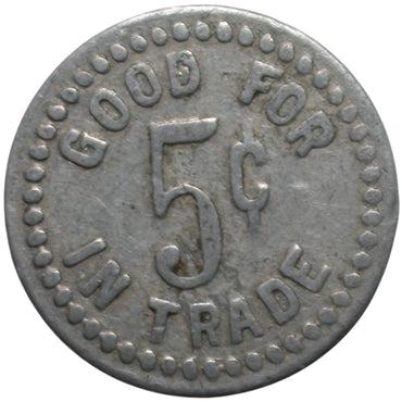 Live Oak, CA Live Oak Pool Hall G/F 5¢ In Trade Token