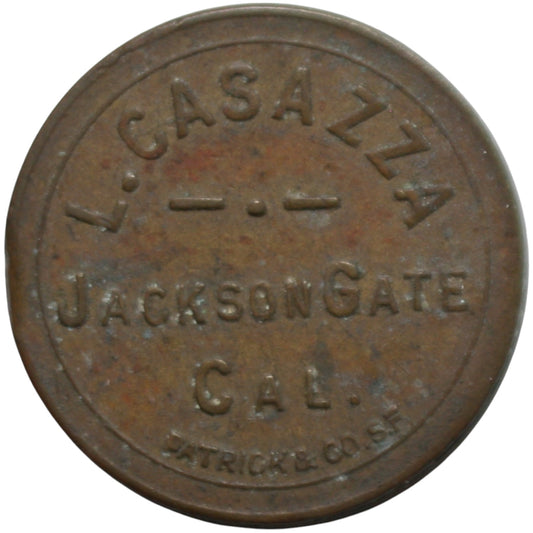 Jackson Gate, CA L. Casazza G/F One 10¢ Drink Token
