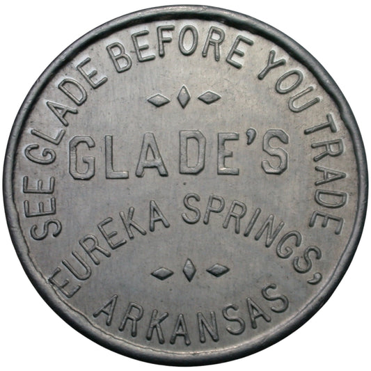 Eureka Springs, AR Glade's G/F 3¢ In Trade Token