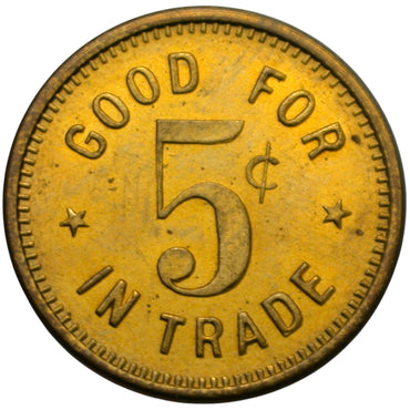 Bakersfield, CA Southern Hotel W.F. Rau Prop. G/F 5¢ In Trade Token