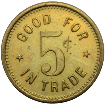 Bakersfield, CA Southern Hotel W.F. Rau Prop. G/F 5¢ In Trade Token