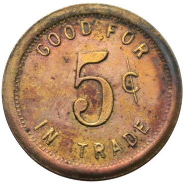 San Diego, CA Ye Golden Lion Cafe L.H. Provost Prop. G/F 5¢ In Trade Token