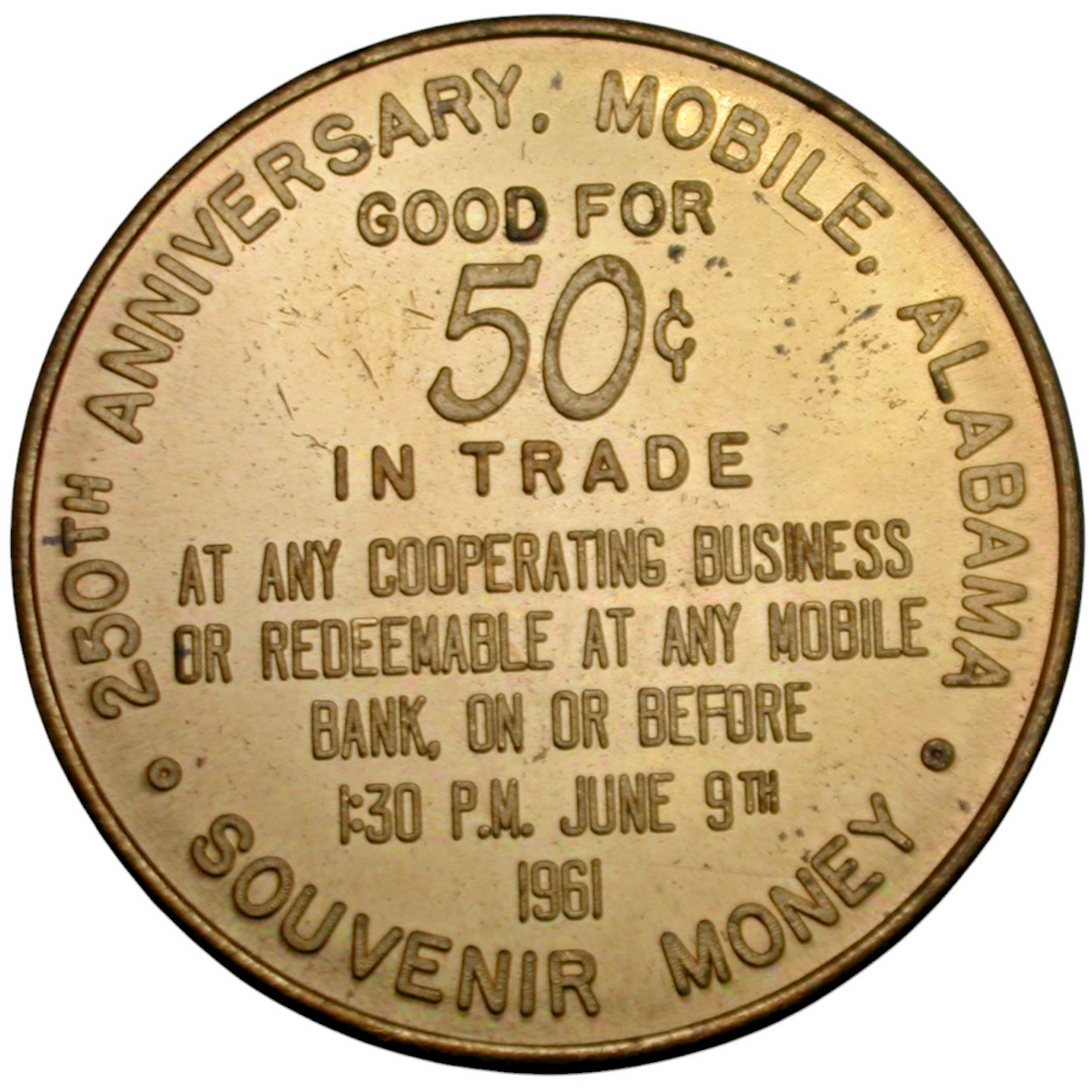 Mobile, AL Raphael Semmes G/F 50¢ in Trade Token
