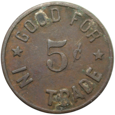 Colfax, CA Cottage Butler & Son Drug Store G/F 5¢ In Trade Token