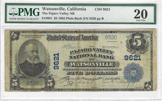 National Currency From The Pajaro Valley National Bank Of Watsonville California