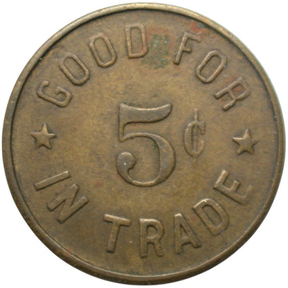 Salinas, CA The Oasis W.H. Henderson Prop. G/F 5¢ In Trade Token