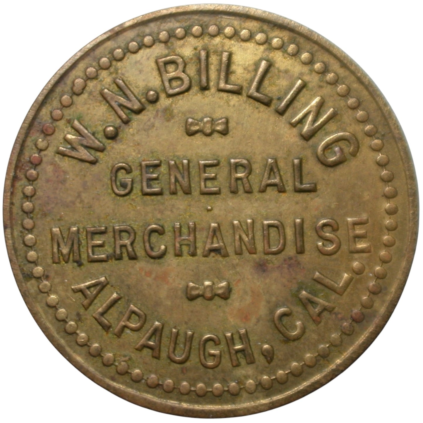 Alpaugh, CA W.N Billing G/F 25¢ In Merchandise Token