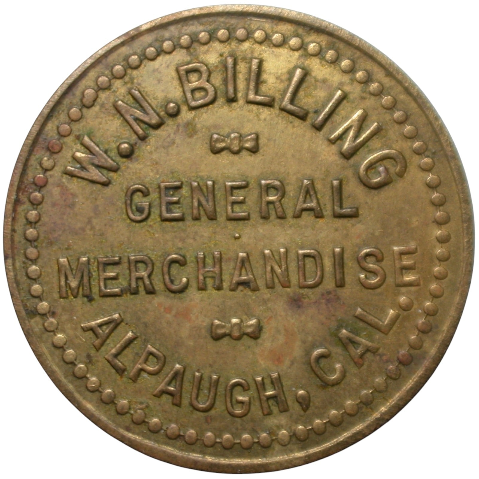 Alpaugh, CA W.N Billing G/F 25¢ In Merchandise Token