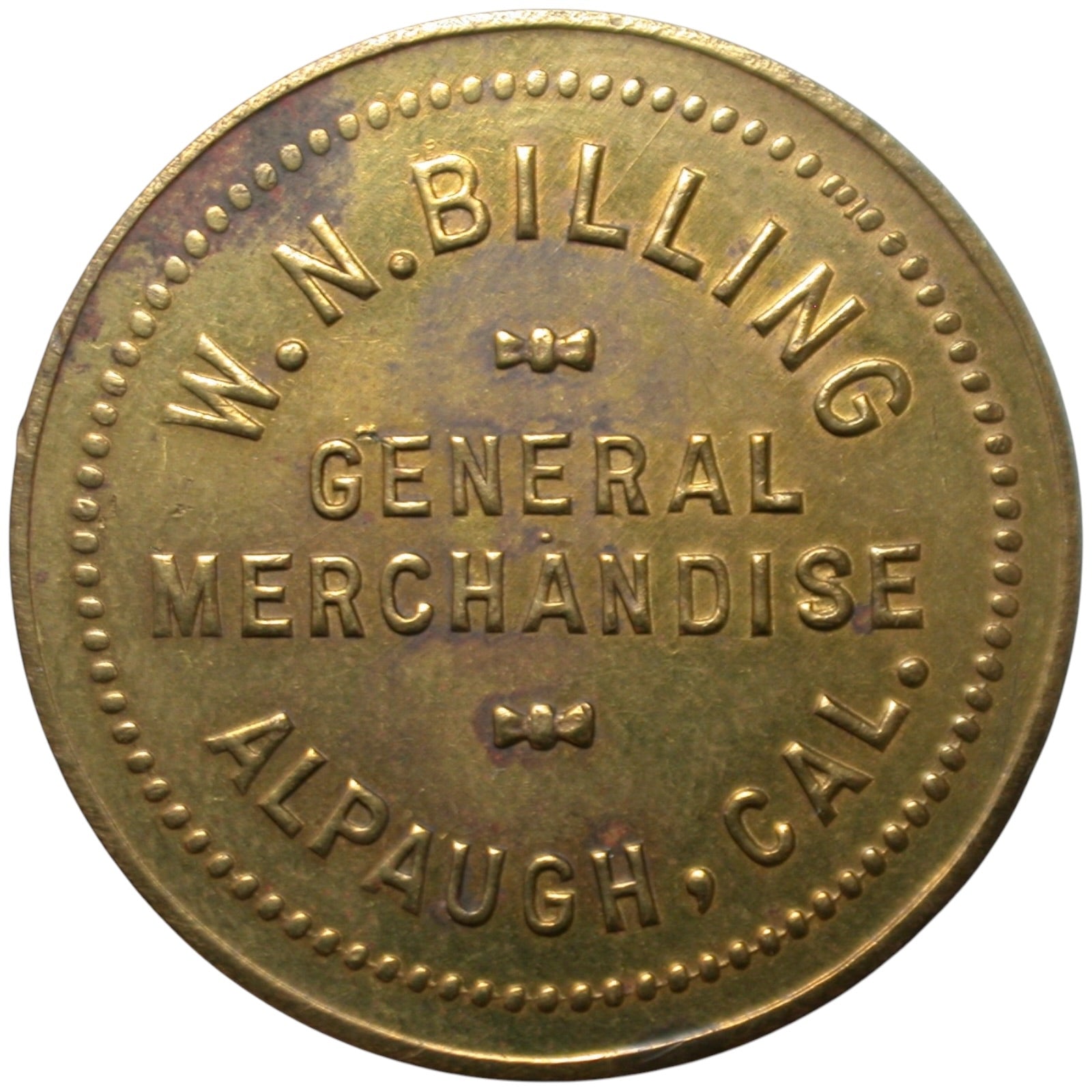 Alpaugh, CA W.N Billing G/F 50¢ In Merchandise Token