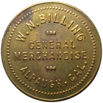 Alpaugh, CA W.N Billing G/F 50¢ In Merchandise Token