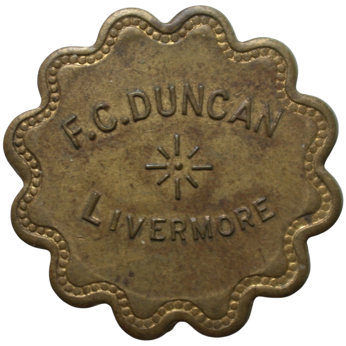 Livermore, CA F.C. Duncan G/F 12 1/2¢ In Trade Token