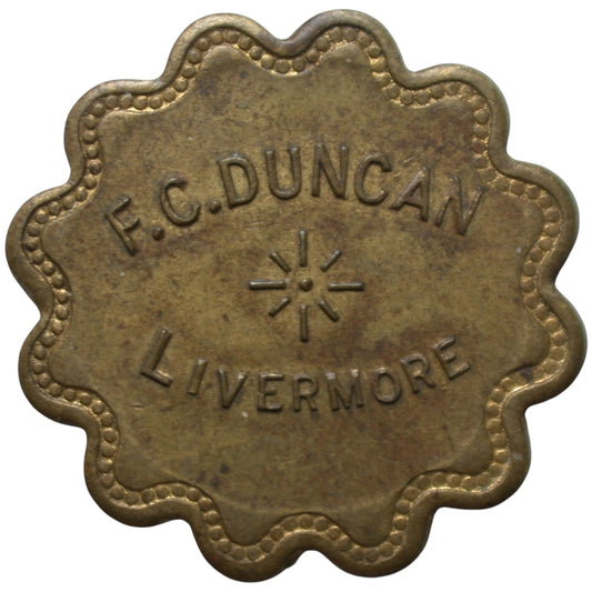 Livermore, CA F.C. Duncan G/F 12 1/2¢ In Trade Token