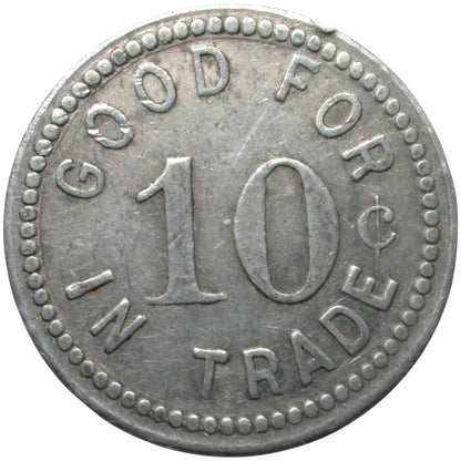 Salinas, CA Lewis D. Grant Billiards & Cigars G/F 10¢ In Trade Token