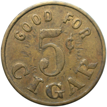 Coalinga, CA J.H. Devine G/F 5¢ Cigar Token