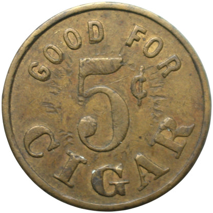 Coalinga, CA J.H. Devine G/F 5¢ Cigar Token