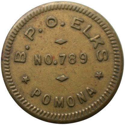 Pomona, CA B.P.O. Elks No. 789 G/F 5¢ In Trade Token