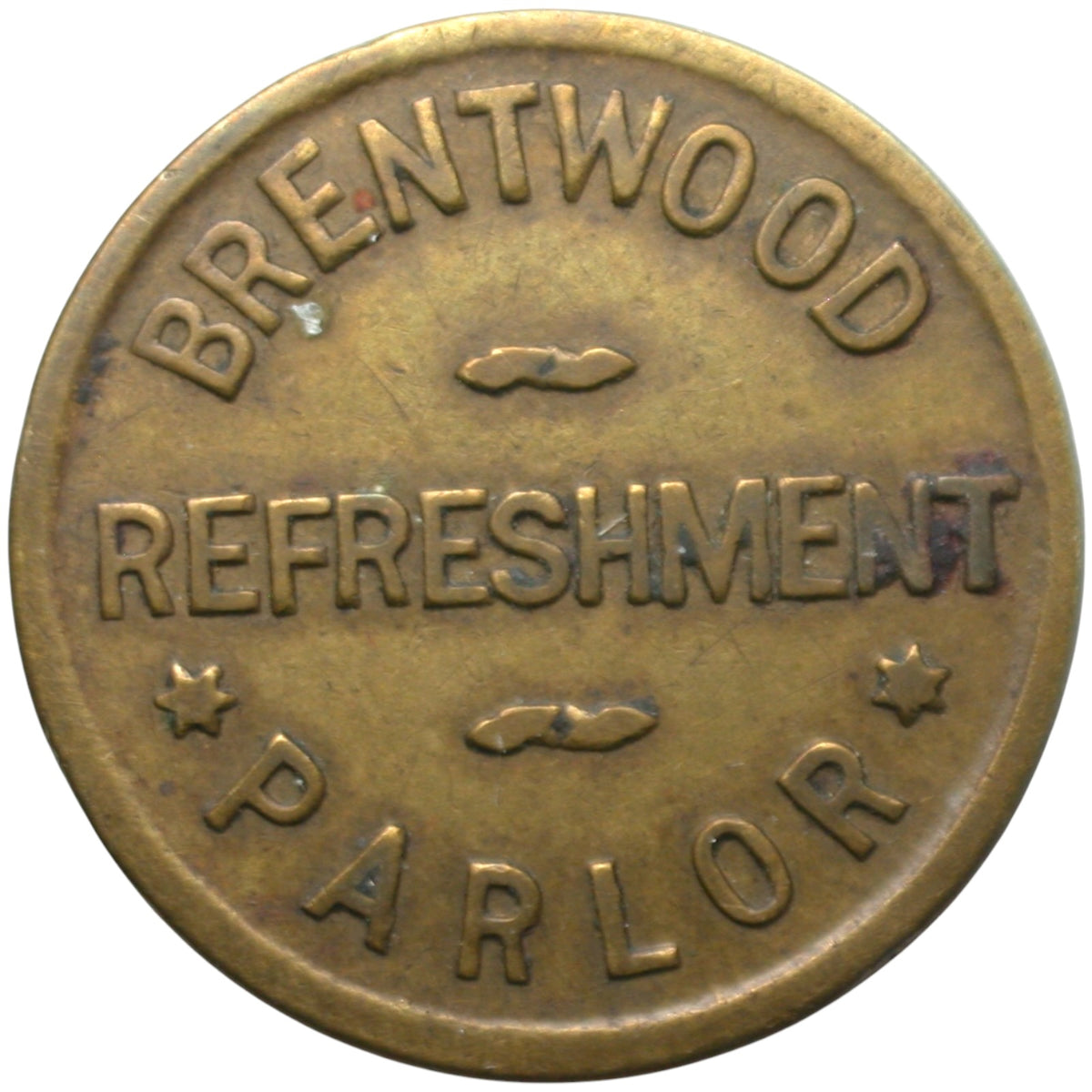Brentwood, CA Brentwood Refreshment Parlor G/F 5¢ In Trade Token