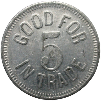 Long Beach, CA Elks G/F 5¢ In Trade Token
