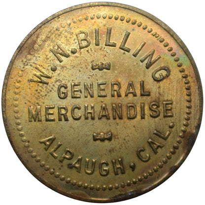 Alpaugh, CA W.N. Billing General Merchandise G/F 50¢ In Merchandise Token