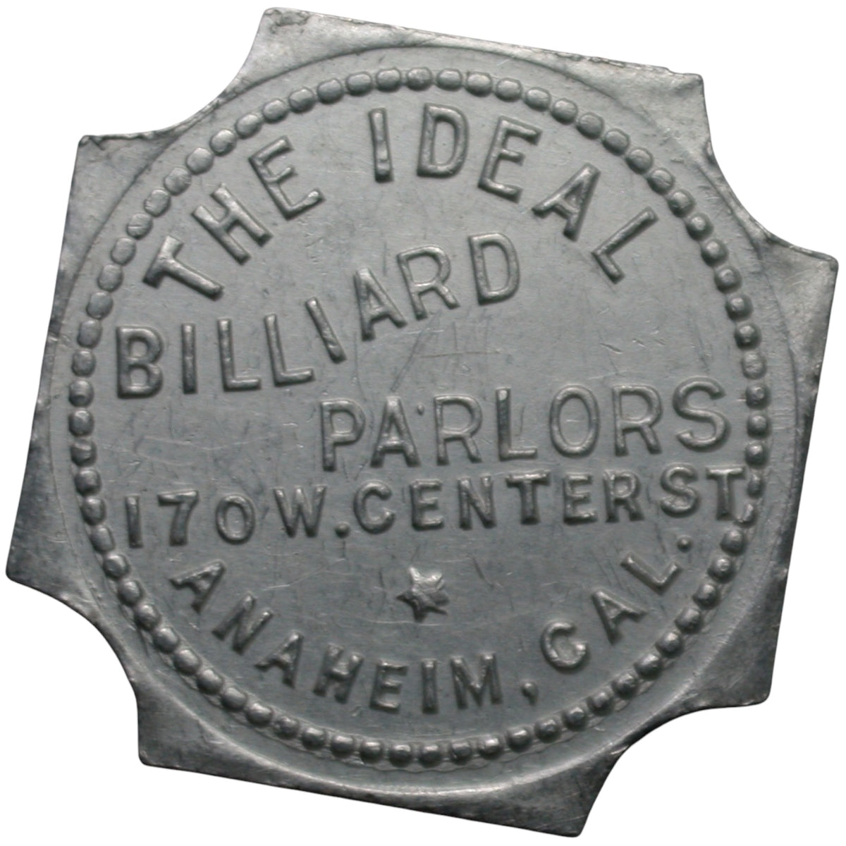Anaheim, CA The Ideal Billiard Parlors G/F 25¢ In Trade Token