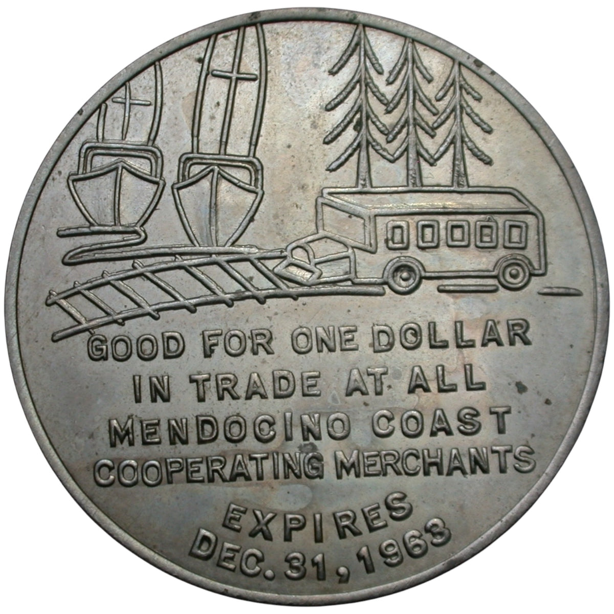 Fort Bragg, CA The Return Of Paul Bunyan 1963 G/F One Dollar In Trade Token
