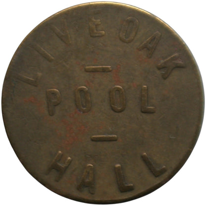Live Oak, CA Live Oak Pool Hall G/F 5¢ In Trade Token