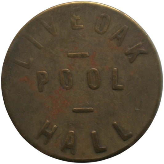 Live Oak, CA Live Oak Pool Hall G/F 5¢ In Trade Token