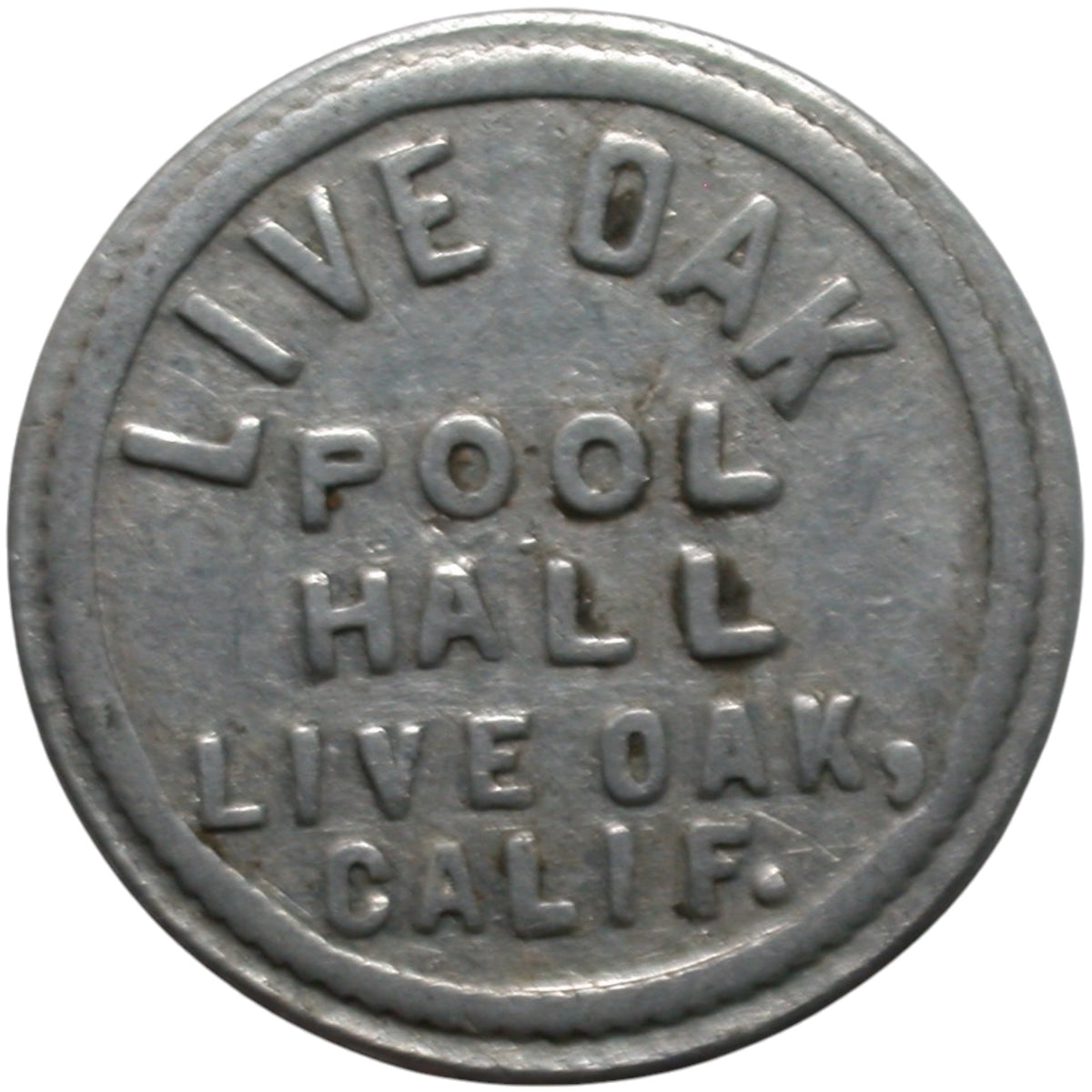 Live Oak, CA Live Oak Pool Hall G/F 5¢ In Trade Token