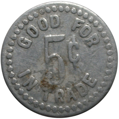 Live Oak, CA Live Oak Pool Hall G/F 5¢ In Trade Token