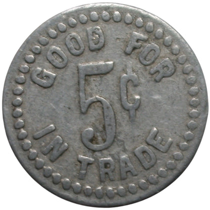 Live Oak, CA Live Oak Pool Hall G/F 5¢ In Trade Token