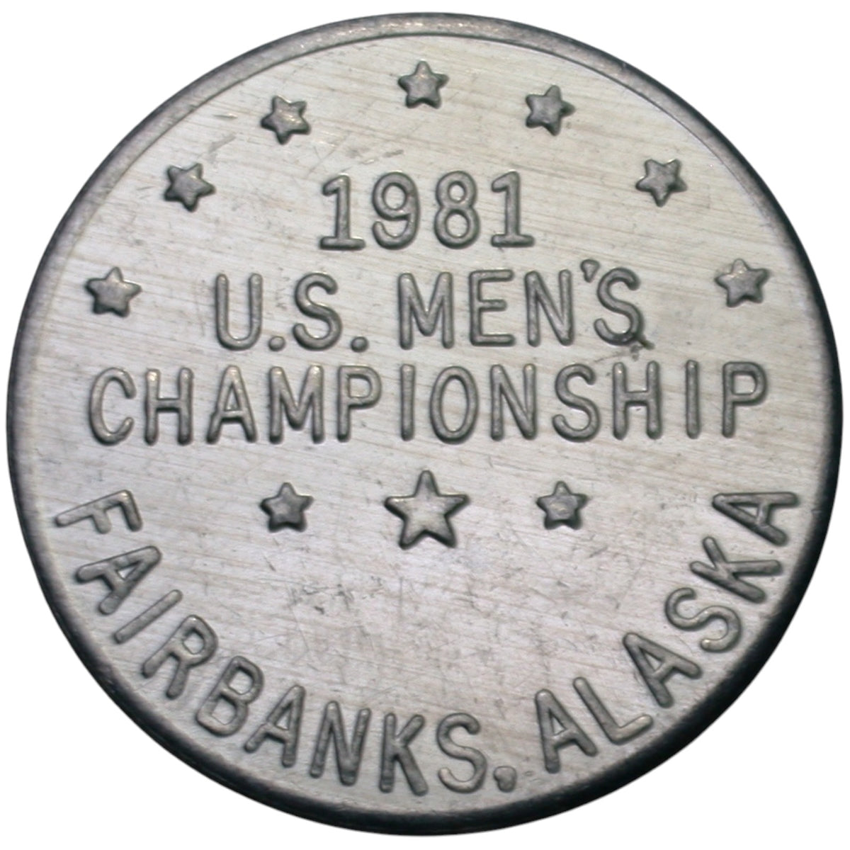 Fairbanks, AK 1981 U.S. Men's Championship Silver Anniversary Drink Token