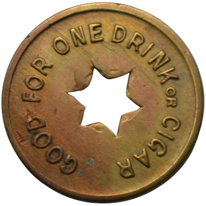 Bisbee, AZ Butte Saloon G/F One Drink Or Cigar Token