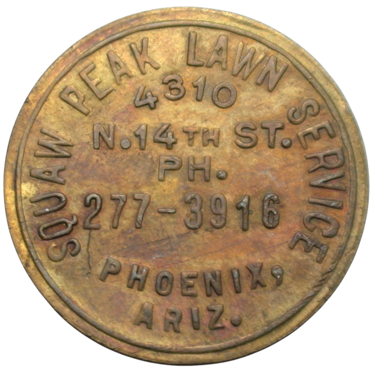 Phoenix, Arizona Squaw Peak Lawn Service G/F 1 lb. Grass Seed Token
