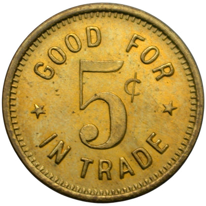 Bakersfield, CA Southern Hotel W.F. Rau Prop. G/F 5¢ In Trade Token