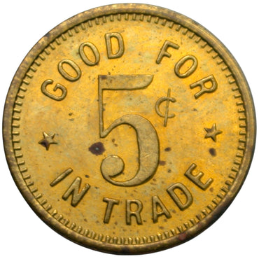 Bakersfield, CA Southern Hotel W.F. Rau Prop. G/F 5¢ In Trade Token