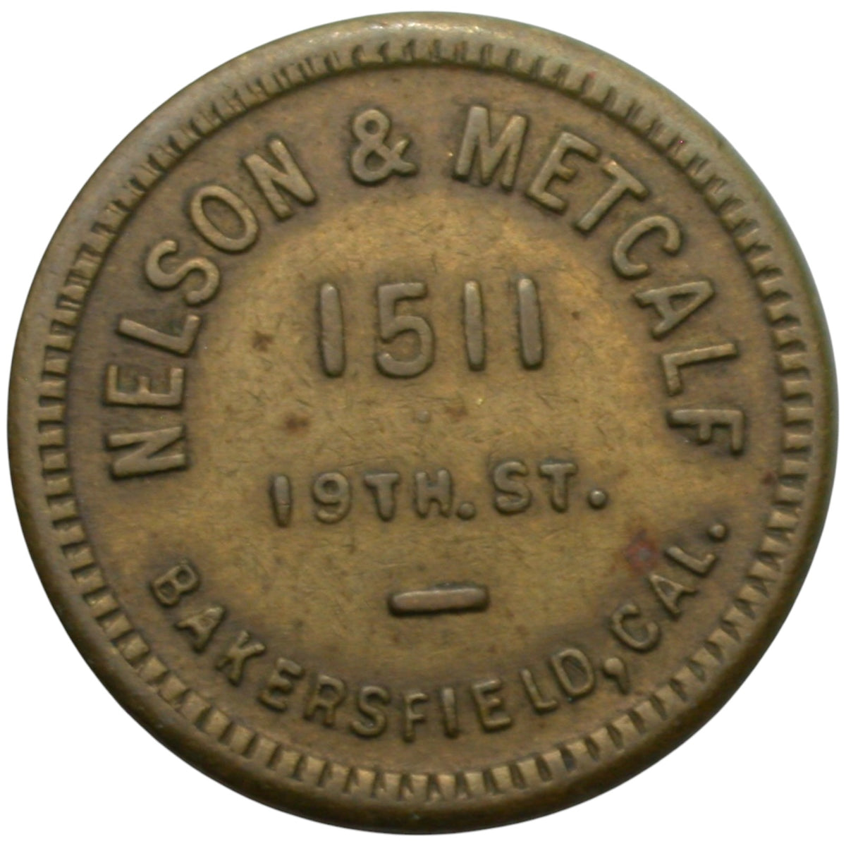 Bakersfield, CA Nelson & Metcalf Sales Agent 5 Cts Token