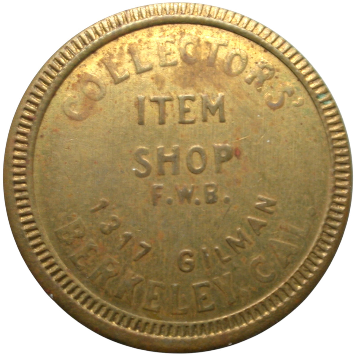 Berkeley, CA Collectors' Item Shop G/F 20¢ In Trade Token