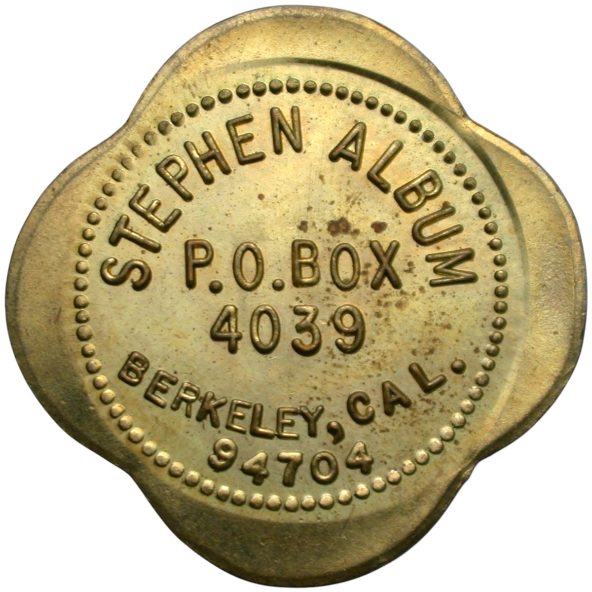 Berkeley, CA Stephen Album G/F 10¢ In Trade Token