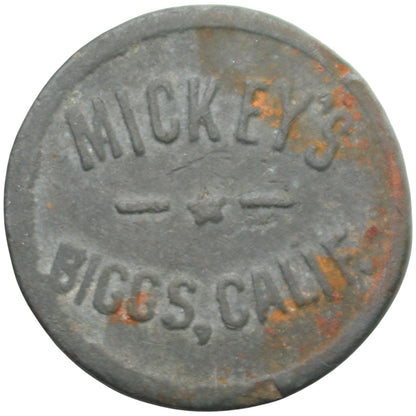 Biggs, CA Mickey's G/F 5¢ In Trade Token