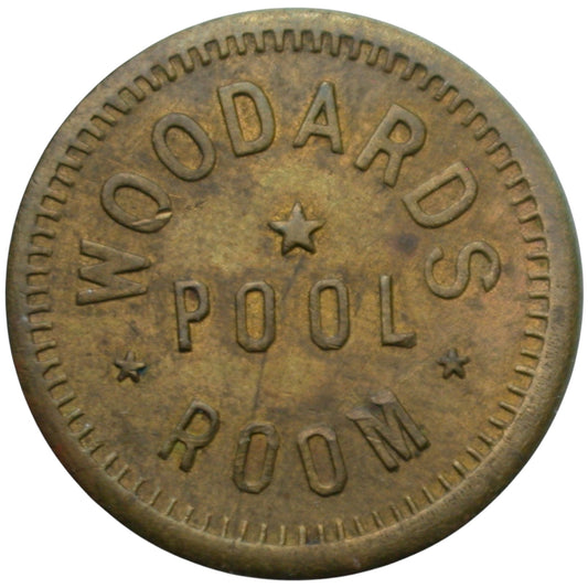 Boulder Creek, CA Woodards Pool Room G/F 5¢ In Trade Token