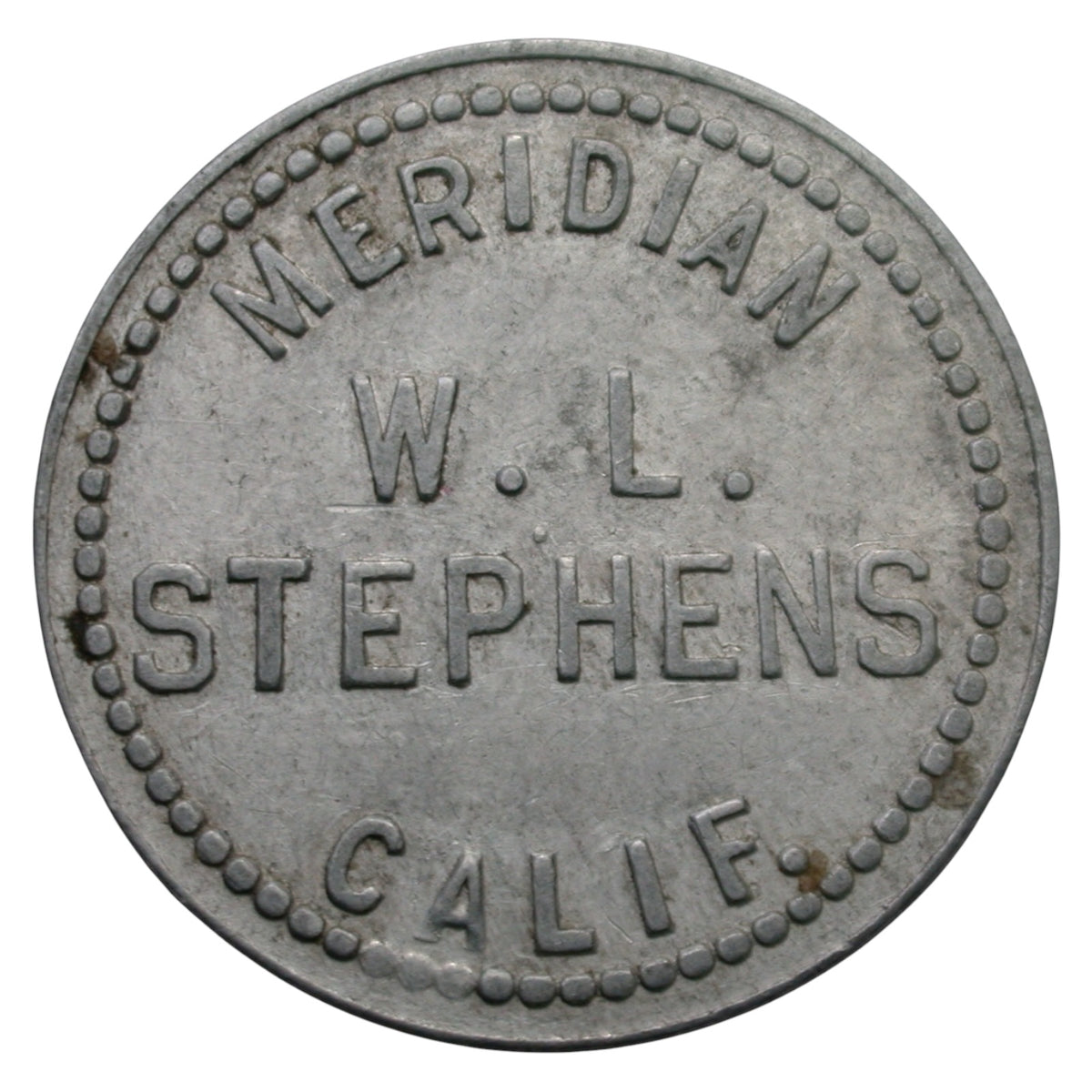 Meridian, CA W.L. Stephens G/F 10¢ In Trade Token