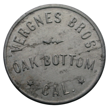 Oak Bottom, CA Vergnes Bros. G/F 10¢ In Trade Token