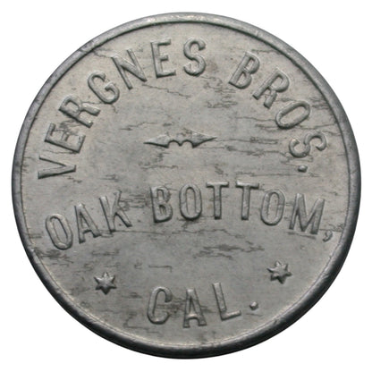 Oak Bottom, CA Vergnes Bros. G/F 10¢ In Trade Token