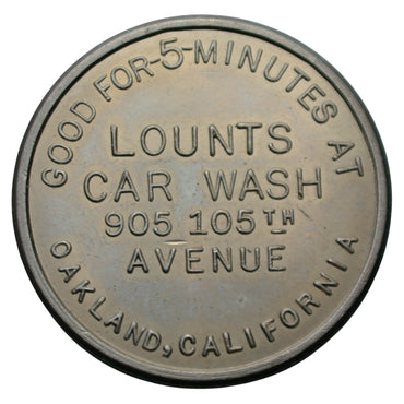 Oakland, CA Sofspra Lounts Car Wash G/F 25¢ 5 Minute Car Wash Token