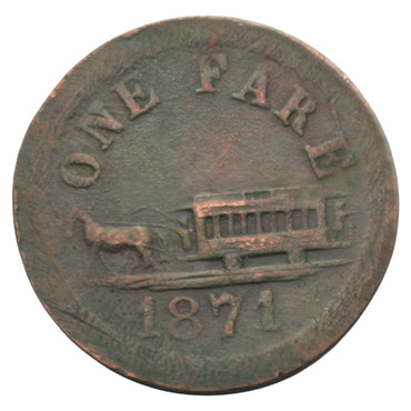 Oakland, CA Brooklyn & Fruitvale R.R. Company 1871 One Fare Token "8 Windows"