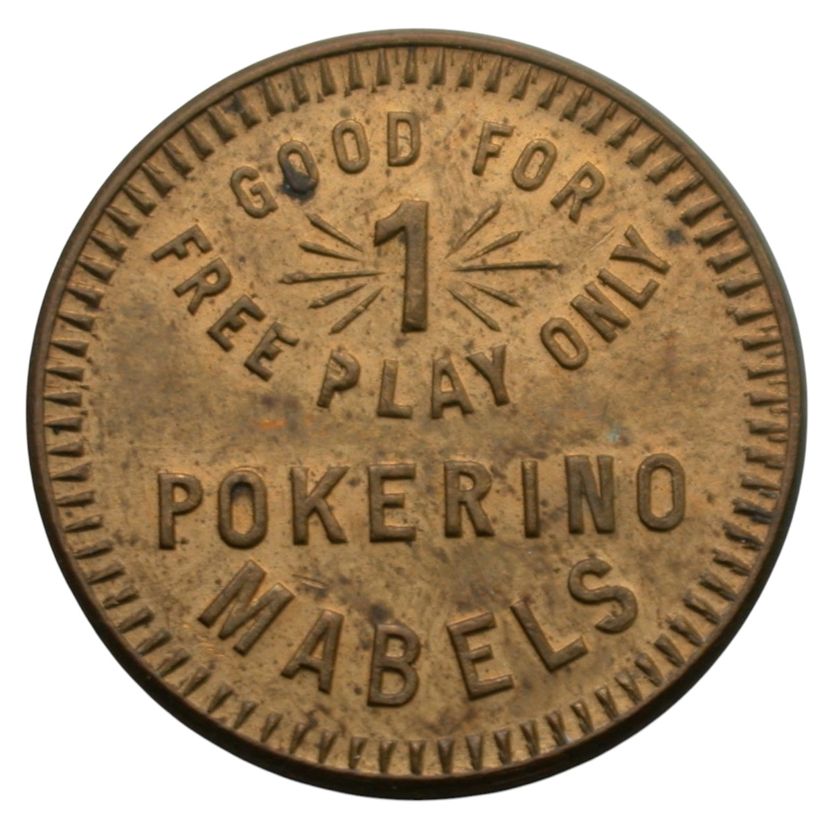Ocean Park, CA Pokerino Mabels G/F 1 Free Play Only Token