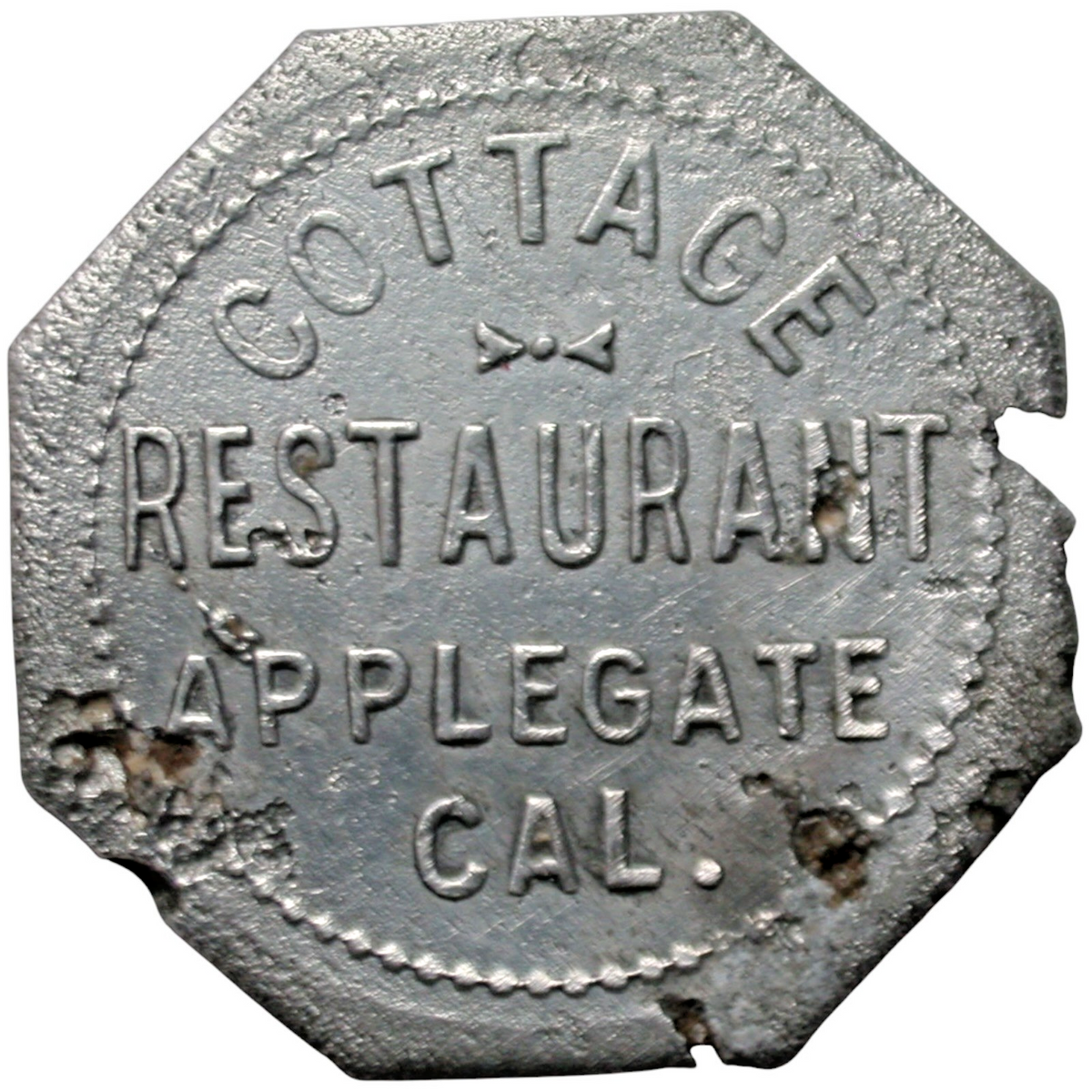 Applegate, CA Cottage Restaurant G/F 12 1/2¢ In Trade Token